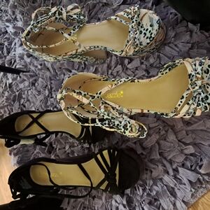 Two Pairs Of Shoe Dazzle Black And Colored  Heels Elegant Strappy Design